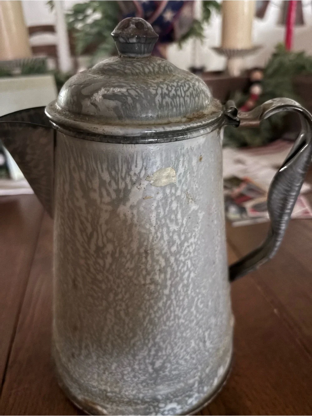 Vintage Marbleized Enamel Coffee Pot